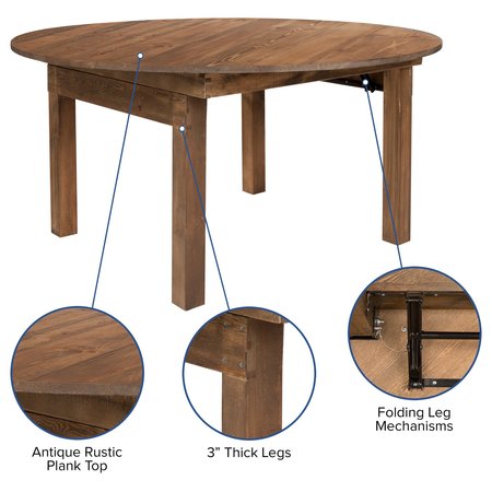 Flash Furniture Round Farm Dining Table, 60" XA-F-60-RD-GG